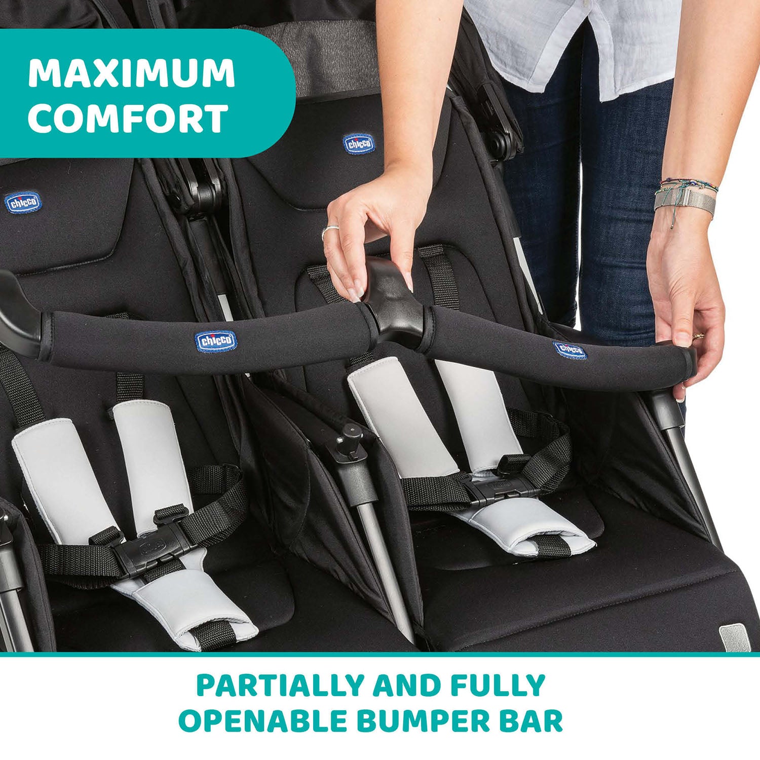Chicco OHlalà Twin Double Stroller Black Night 07079279410000