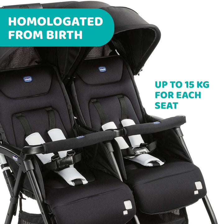 Chicco OHlalà Twin Double Stroller Black Night 07079279410000