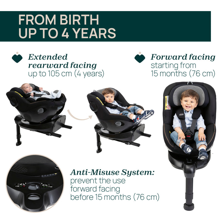 Chicco Seat105 i-Size 360 Rotating Car Seat Posh Black 04087114330000