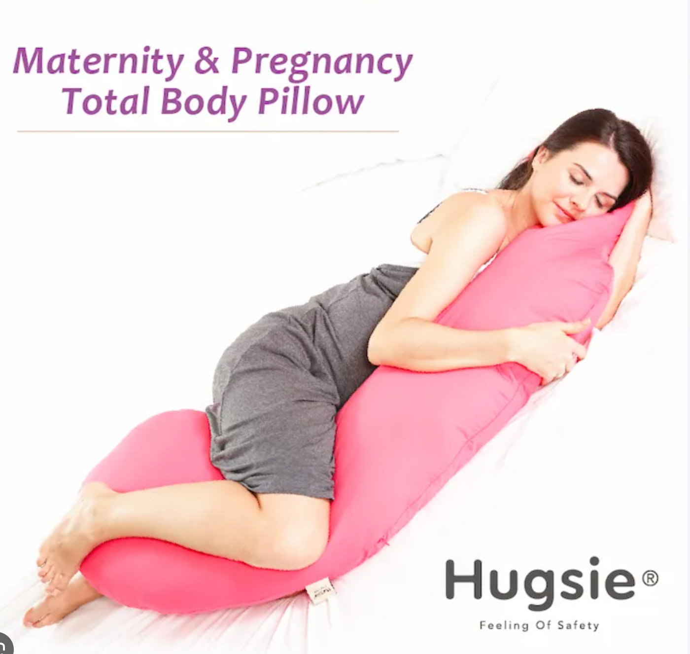 Hugsie 8-in-1 Comfort Series Maternity Pillow - Umorfil® Beauty Fiber® (Hot Pink)