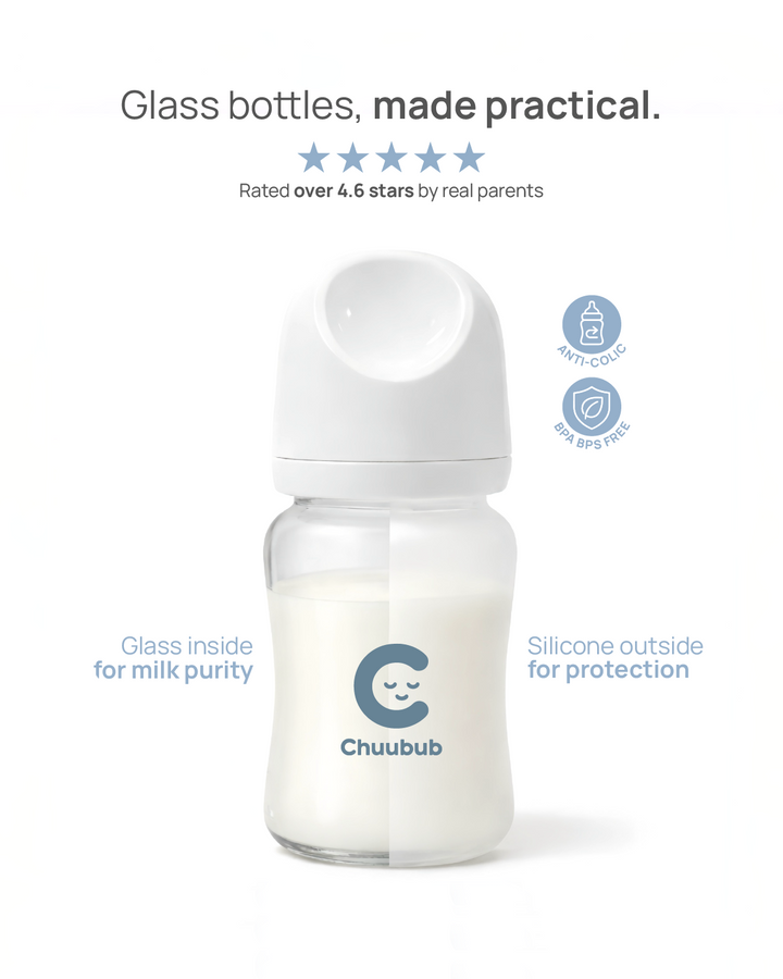 Set of Two: SiliGlass Milk Bottle 240ml