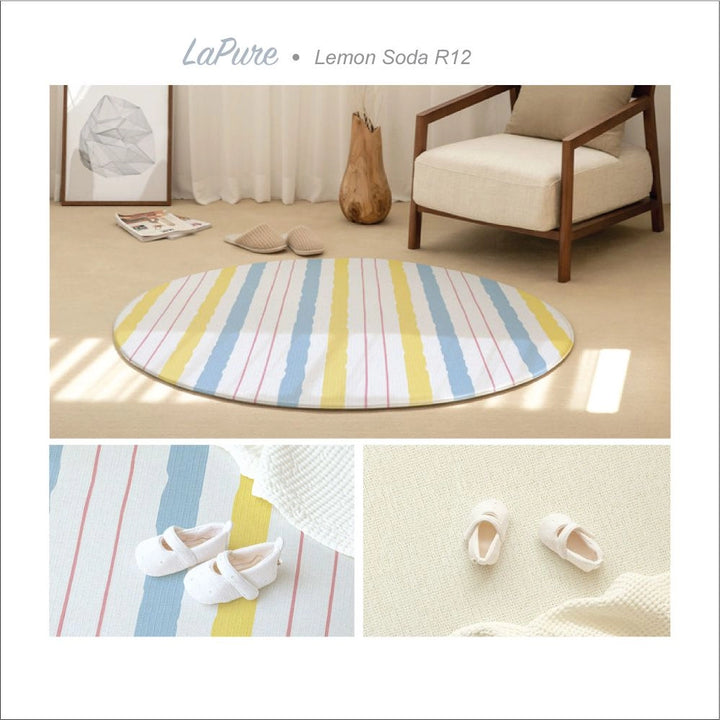LaPure Round Mat Lemon Soda Woven Ivory (R12)