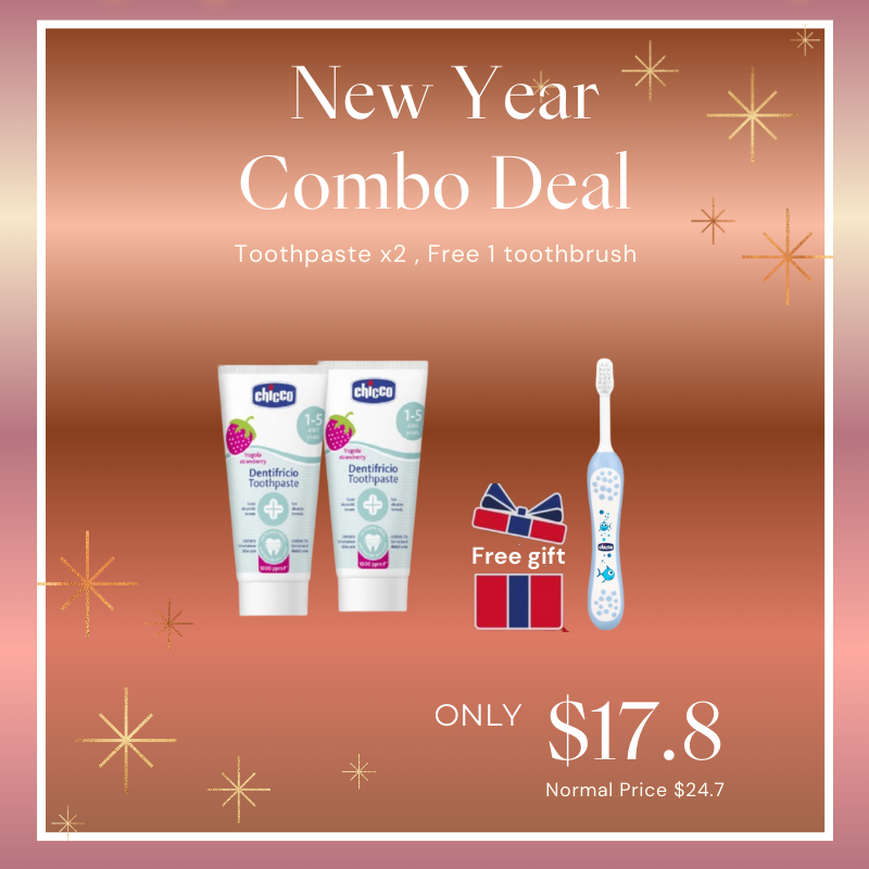 Chicco Toothpaste Strawberry 2-Pack with Free Toothbrush 00007429000000x2